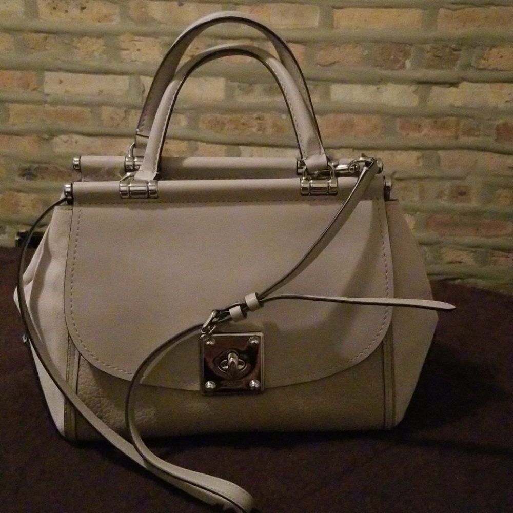 Large Leather and Suede Coach Handbag